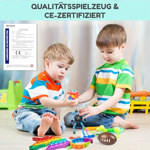 Fidget Toys Set – Anti Stress Spielzeug für Kinder und Erwachsene – Skills Set zur Stressbewältigung und Konzentrationssteigerung – Autismus und ADHS Spielzeug mit Pop It Stressball Infinity Cube