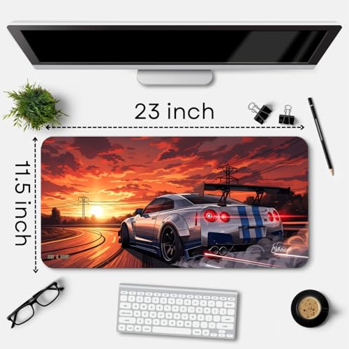Image of Extended Gaming Mouse Pad for Desk (23x11.5 Inch) - Large Mouse Pad for Office & Home | Non-Slip Rubber Base, Smooth Surface Desk Mat for Laptop, Keyboard & Mouse (Sports Car Edition) (Print 14)