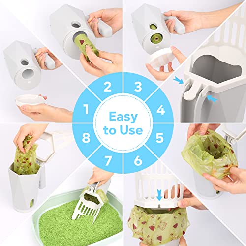 Pelle à Litière pour Chat avec Support, PWEZON Poubelle à Litière pour Chat avec 120 Sacs, Ramasse Crotte Litiere Chat Grande Capacité - Image 4