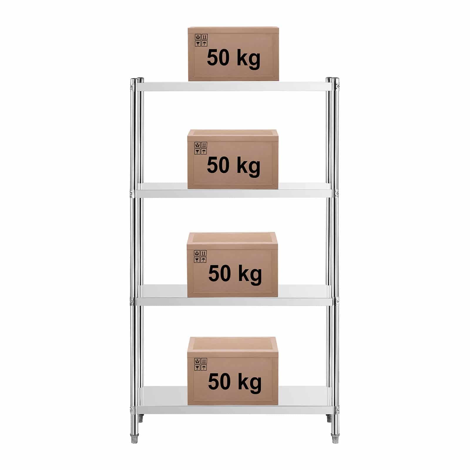 Royal Catering RCER-10040 Étagère en INOX À Poser De Cuisine Professionnelle 4 Niveaux (Dimensions : 100 x 40 x 180 cm, Nombre de tablettes : 4, Capacité de 200 kg)