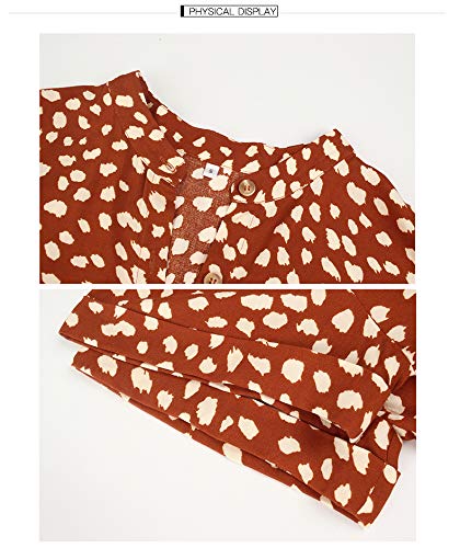 Brovave Women'S Summer Polka Dot Print Shirt Dress Vintage Short Sleeve Button Down Midi Dress thumb #3