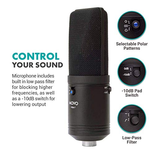 Movo Vsm-7 Xlr Microphone Bundle With Mic Boom Arm And Pop Filter - Podcast Equipment For Recording Microphones & Accessories - Boom Mic Stand For Condenser Microphones - Perfect Podcast Mic Kit #TOP4