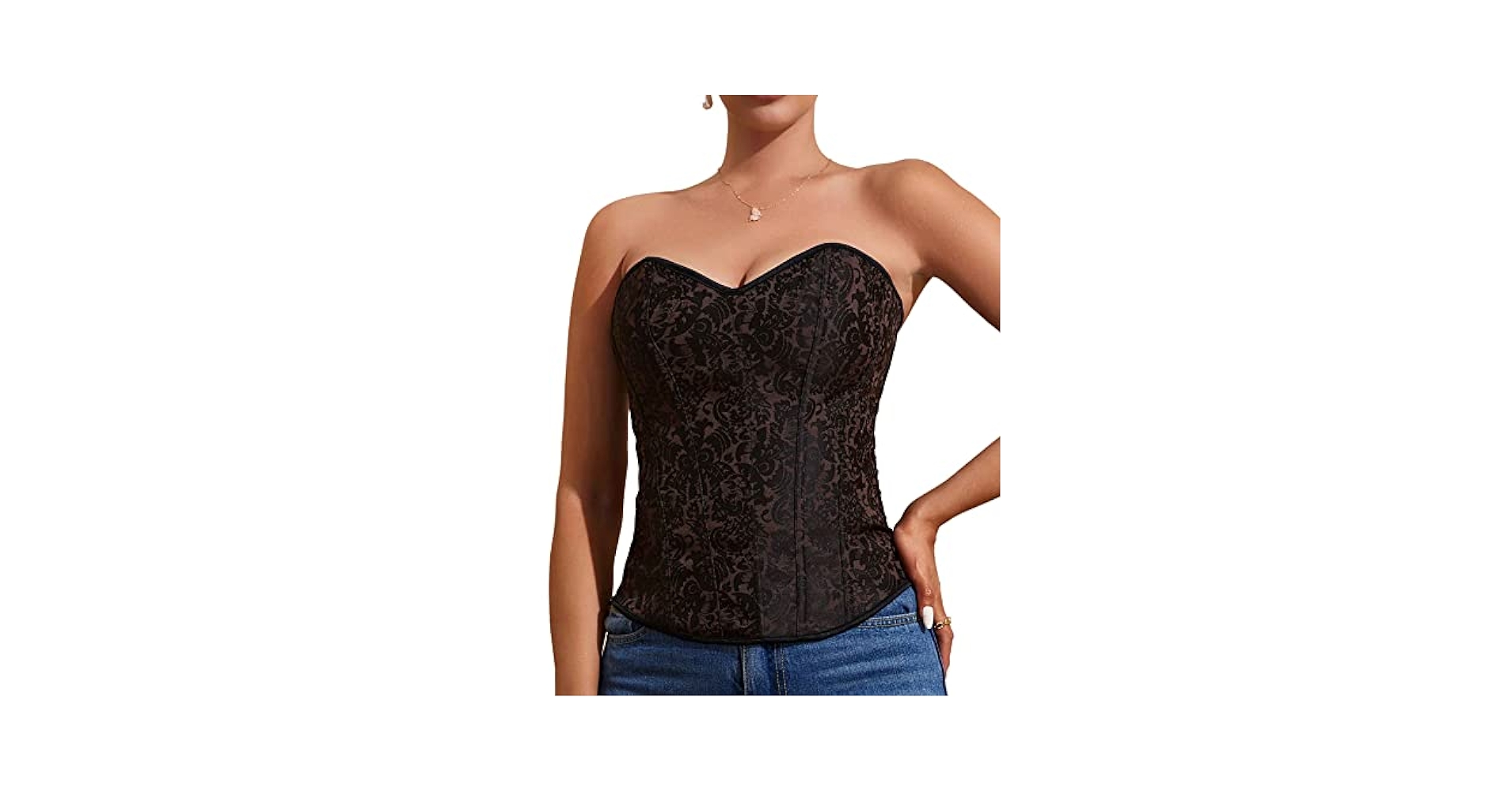Amazon.com: Moessa Women's Lace up Boned Overbust Corset