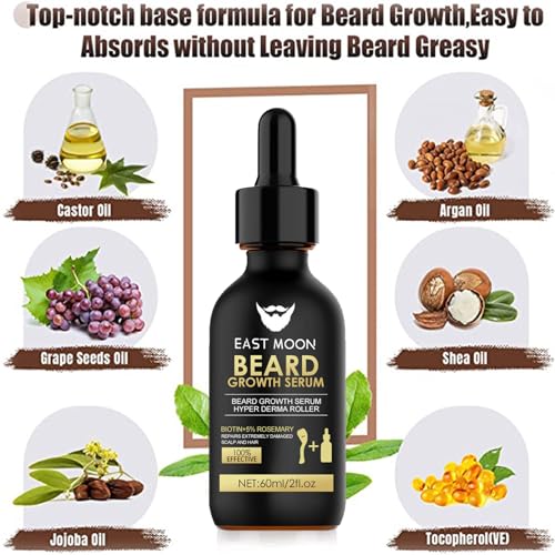 Beard Growth Kit With Derma Roller & Natural Ingredients Serum - Rapid Growth & Thickening - Grooming Kit For Men - Gifts For Dad - Image 3