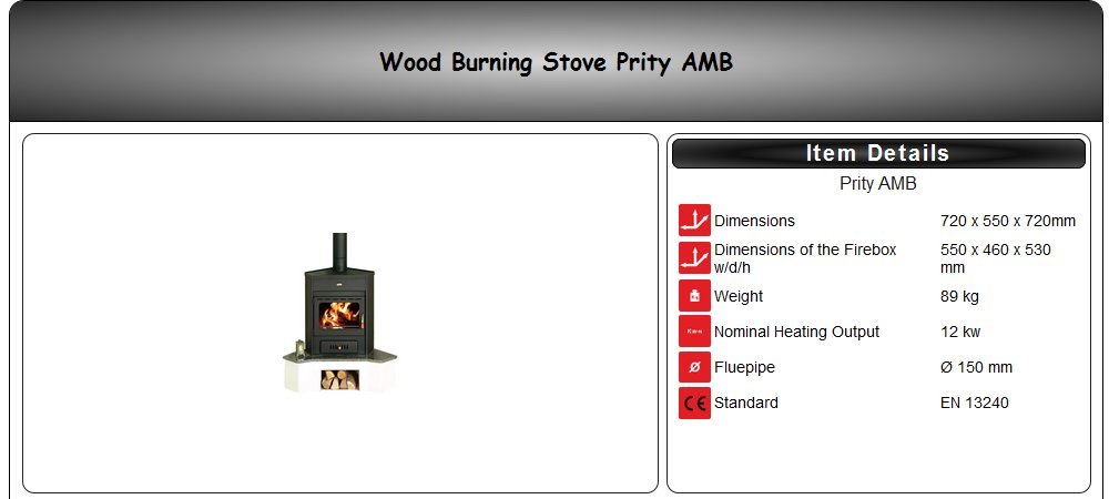 Bruciatore a legna per stufa ad angolo modello a legna combustibile solido 12kw Prity AMB