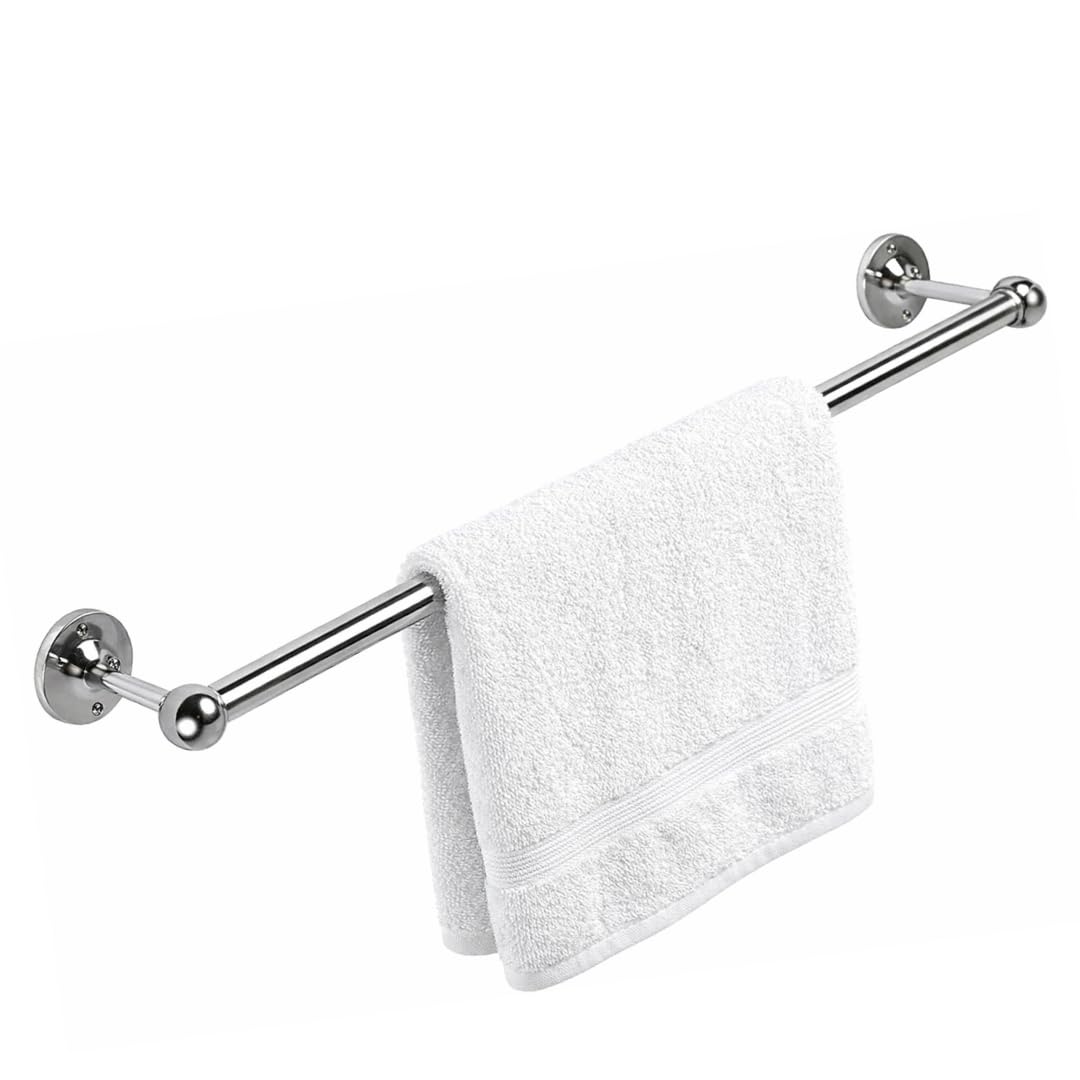 WILLIAM HOPKINS Towel Rail Bar with Wall Brackets - 19mm Bathroom Rail in Polished Chrome or Brass Finish - Available in 12, 14, 16 and 24 Inch Lengths (Chrome Plated, 20 Inch) โ image 1