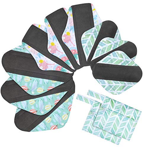 Viedouce herbruikbare maandverbanden, superabsorberende bamboe hygiënische doek, herbruikbare maandverband met 2 waterdichte opbergzakken (S * 3 stuks + M * 3 stuks + L * 3 stuks)