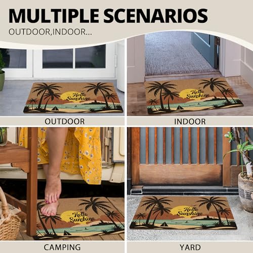 XLDLIOO Beach Hello Sunshine Door Mat, Coastal Summer Doormat, Beach Welcome Front Door Mat Indoor Outdoor Entrance, Boho Beachy Artificial Coir Doormats Rugs for Patio Entry Home Decor, 30x17in - Image 7