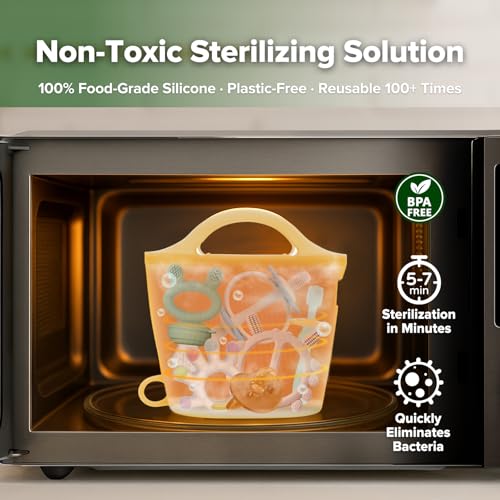 Image of Haakaa Silicone Travel Microwave Steamer & Steriliser Bag, 30oz /900mlReusable Silicone Steaming Bags for Baby Small Items, Pacifiers, Teethers or Baby Cups, Great for Home and On-The-Go,Pineapple /1PC