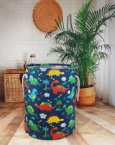 Vaivusto Round Laundry Basket, Cute Cartoon Kids Nursery Hamper For Kids Room,Toy Storage Easter Basket (Tree Dinosaur) #TOP1