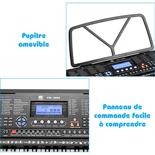 GOPLUS 61 Touches Piano Numérique Portable avec 300 Rythmes, 300 Sons,3 Modes d’Enseignement, Pupitre et Microphone… - Les Beatles, Paul McCartney, John Lennon, RIngo Starr, George Harrison GOPLUS 61 Touches Piano Numérique Portable avec 300 Rythmes, 300 Sons,3 Modes d'Enseignement, Pupitre et Microphone… – Image 6
