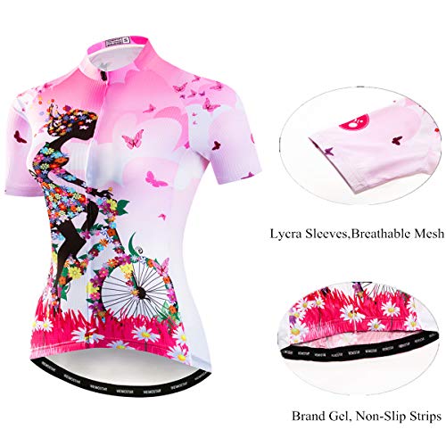 Image of Cycling Jerseys Women Bike Shirts Short Sleeve Bicycle Clothes Breathable Stretch Labric Bicycle Uniforms
