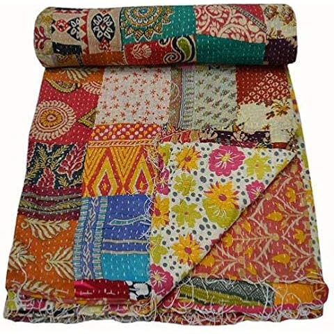 estationeryhouse Indian Vintage Kantha Quilt Cover