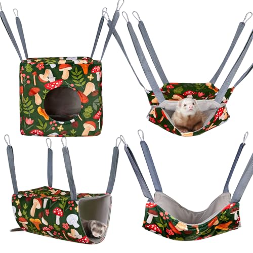 Glittme Ferret Hammock 4 Pack Ferrets Cage Accessories Washable Rat Hammock on Ferrets Cage Soft Guinea Pig hammocks for Rat Sugar Glider Squirrel Guinea Pig
