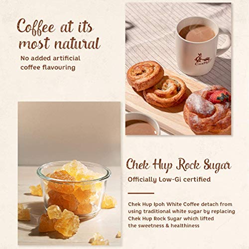 Malasia famoso Chek Hup Instant Ipoh Café blanco con bajo GI Premium Rock Sugar por Ametsus (3 en 1 KING (4 paquetes) - Imagen 6