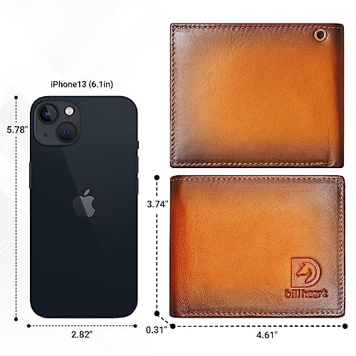 Image of Bifold Chain Wallets for Men, Brown RFID Blocking Genuine Leather Biker Wallet with Anti-Theft Chain (Brown)