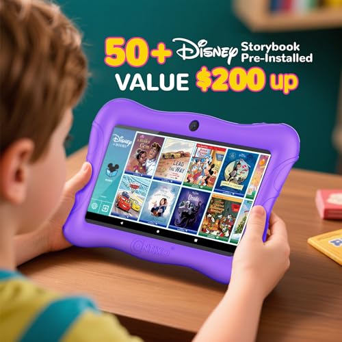 Image of Contixo 7 inch Kids Tablet - V9A 32GB Android Tablet for Ages 3-7, Parental Controls, Pre-Loaded Exclusive 50 Disney Storybooks, WiFi, Kid-Proof Case with Kickstand, Back to School Gift, Purple