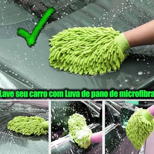 Luva de Microfibra para Limpeza Profunda, Alta Absorção