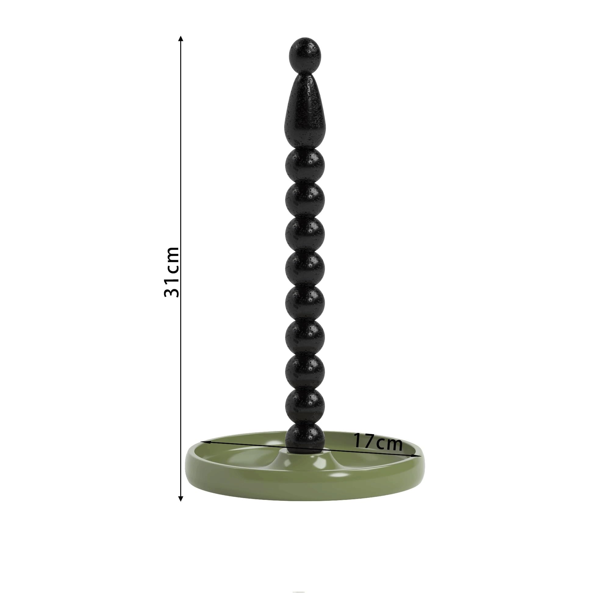 Toallero con cuentas estilo columna para toallas de papel de cocina (verde)