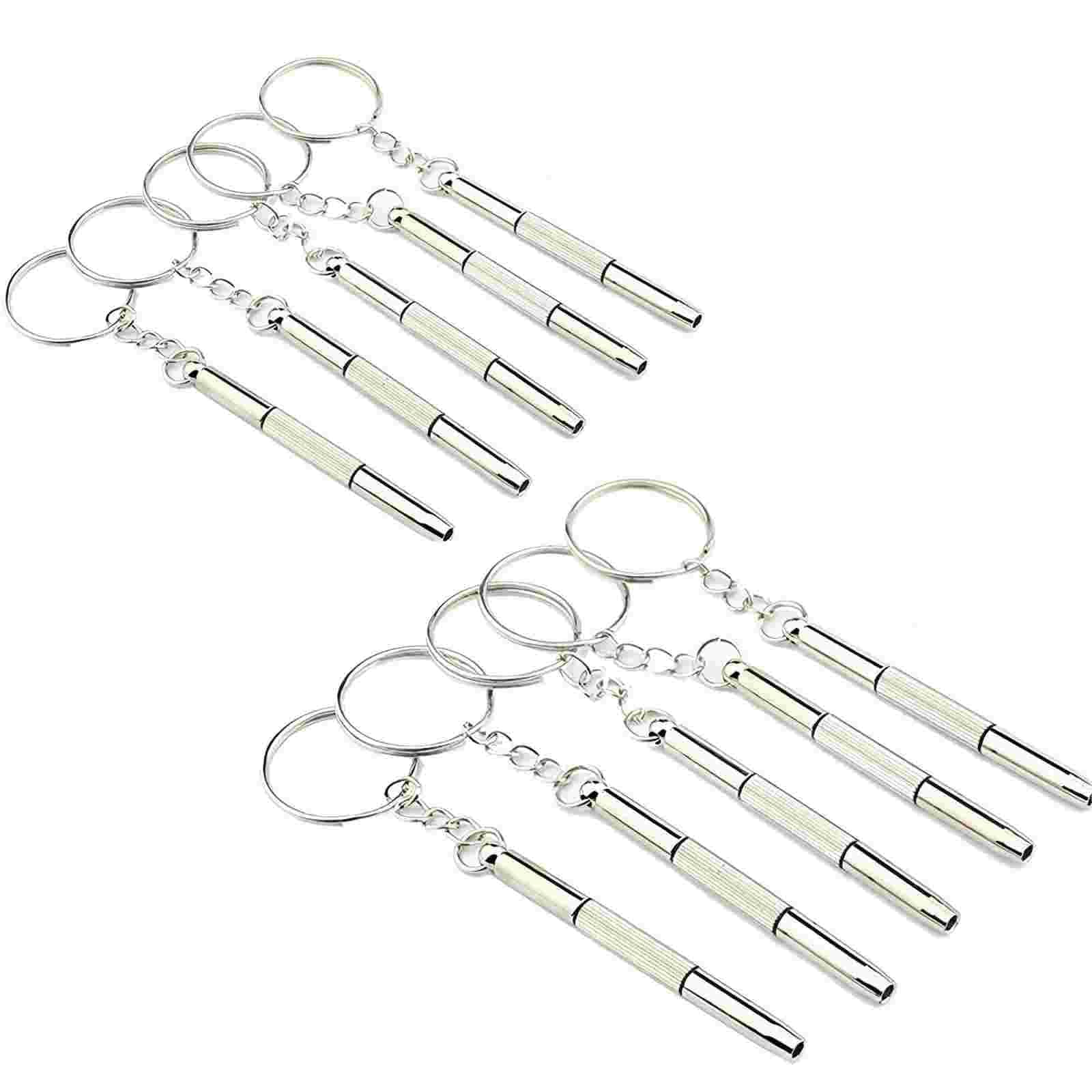 10 Pcs Tiny Eyeglass Screwdriver Repair Kit, Mini Sunglasses Screwdriver Set, Mini 3 in 1 Precision Glasses Screwdriver Tool Kit, Small Phillips Hex Flat Head Watch Screwdriver Set with Keyring
