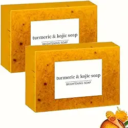 Sabonete de açafrão para remover manchas – Sabonete Kojic de mel limão açafrão para rosto e corpo, sabonetes orgânicos de uso diário para cuidados com a pele, uniformiza o tom de pele (2pcs)