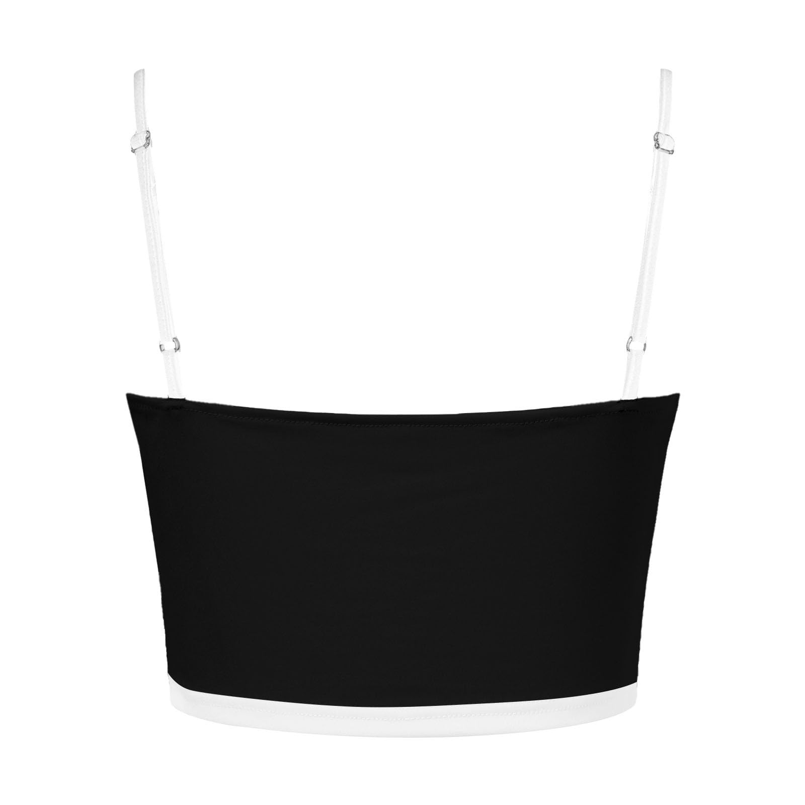 Damskie podkoszulki treningowe kwadratowy dekolt długi biustonosz sportowy wsparcie krótki top do jogi pasek spaghetti wbudowane biustonosze, czerwony, S