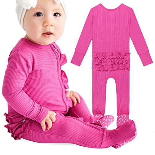 Image of Posh Peanut Baby Girl Sleepers - Viscose from Bamboo Baby Pajamas & 2 Way Zipper Sleepers - Ruffled Baby Clothes for Girls