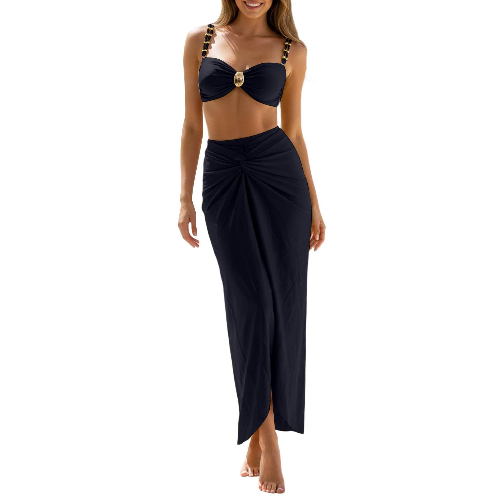 Generico Costumi da Bagno Donna Due Pezzi Curvy - Bikini Vita Alta Donna Costume da Bagno Contenitivo Costumi da Mare Push Up Swimsuit Abbronzante Beachwear Triangolo Swimwear da Spiaggia Piscina