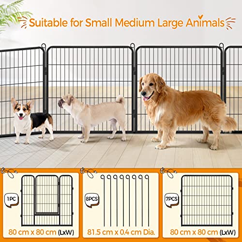 Yaheetech Welpenlaufstall 8 Gitter je 80 x 80 cm Freilaufgehege Welpenauslauf Hundelaufstall Tierlaufstall mit Tür für Hunde Wohnung & Garten