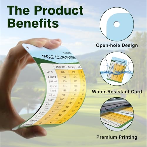 Image of 2 Pack Golf Club Distance Card, Waterproof Yardage Chart Card, Credit Card Size and Easy Carry, Quick Reference Guide with Clip, Golf Bag Accessories for Men Women Golfers | Durable、Hassle-Free、Pocket-Sized、Great Gift