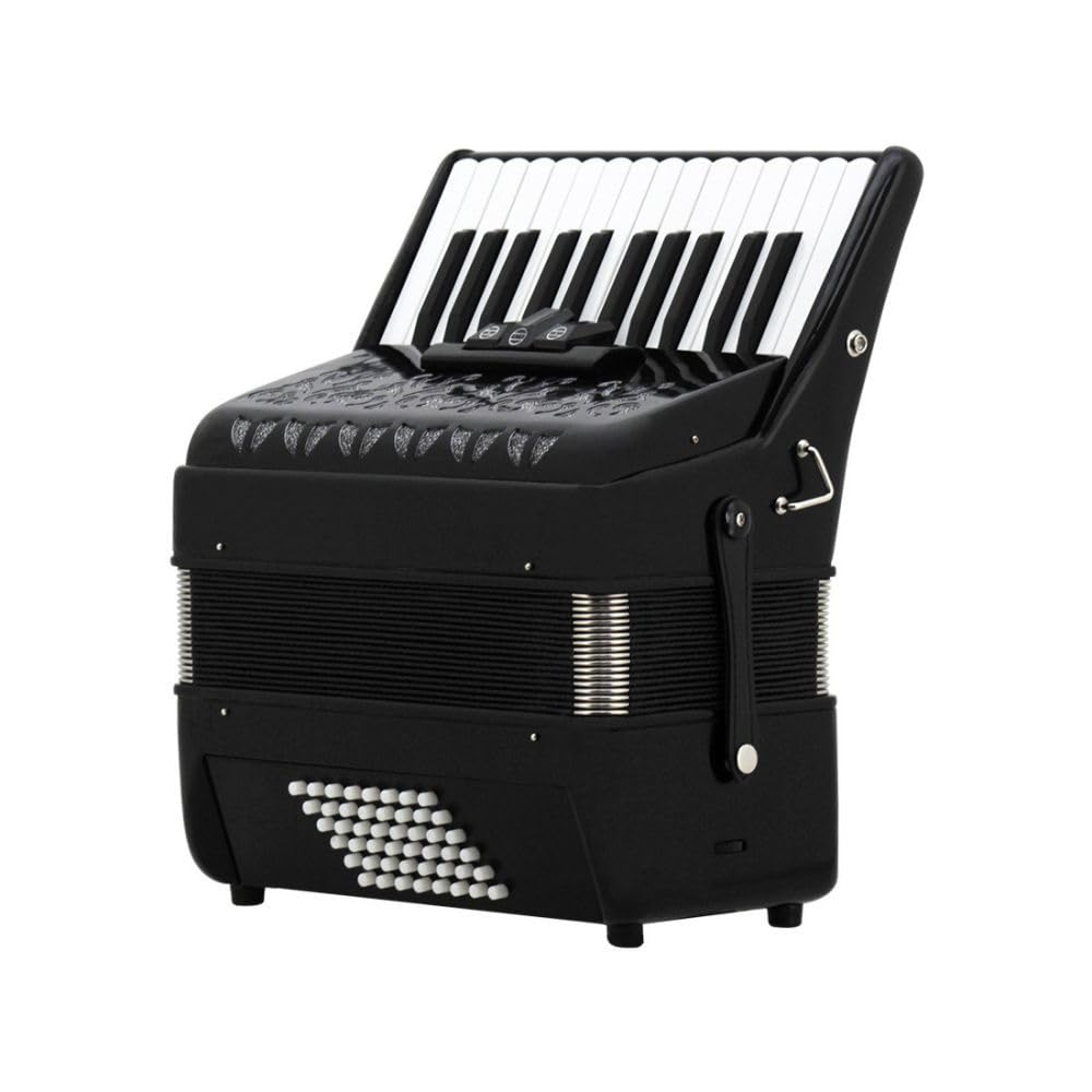 Fisarmonica a 26 tasti 48 bassi, corpo in ABS, vernice for pianoforte con superficie nera, interruttore audio, adatta a principianti e professionisti, borsa di stoccaggio inclusa e nastro for chitarra