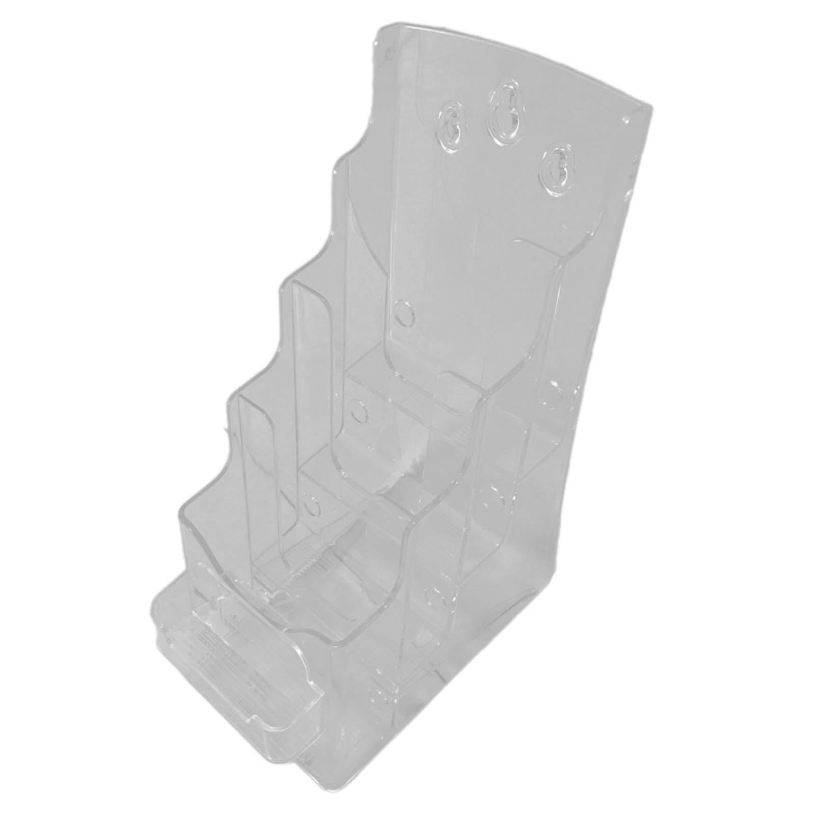 Predolo Clear Sleek Acrylic Business Card Holder Stand For Tri-Fold Brochures, A6 4 Tiers