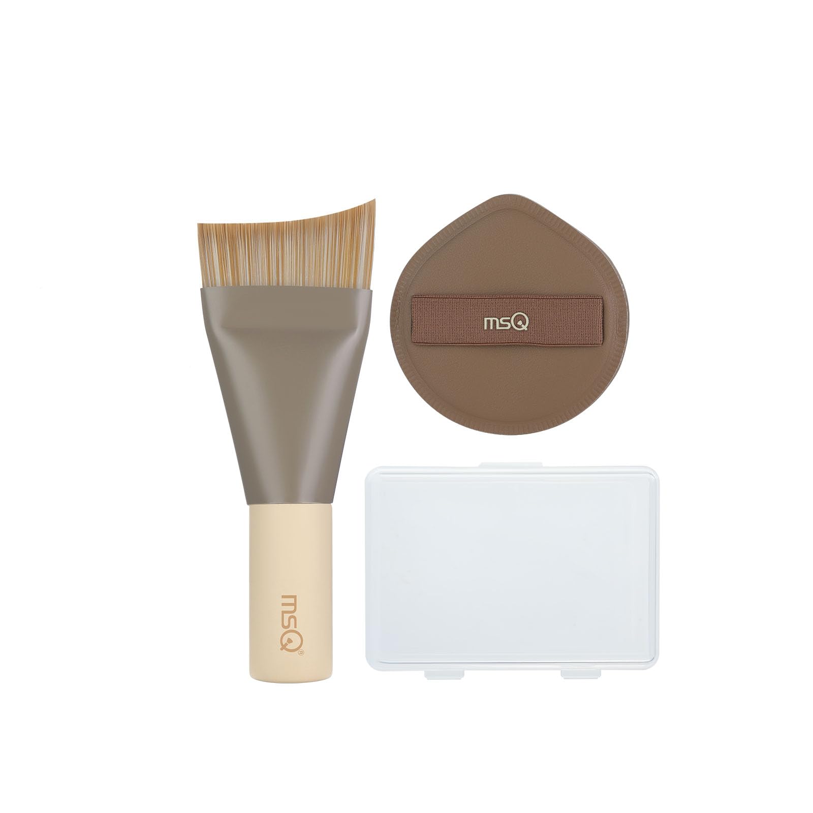 MSQ Pinceau fond de teint ultrafin,éponge de maquillage,avec boîte à poudre | pour fond de teint liquide,fond de teint,anti-cernes, pinceau de maquillage