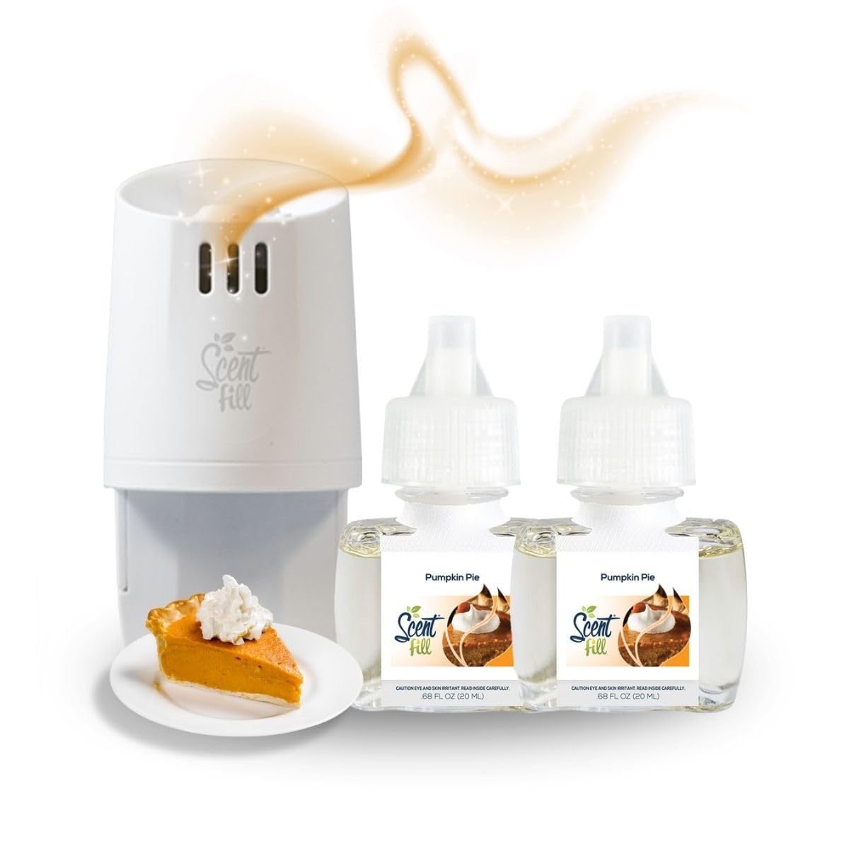 Scent Fill Pumpkin Pie Plug in Air Freshener, Scented Oil Refills, 2 Refills + Diffuser
