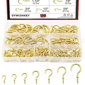 Dywishkey Schraubhaken-Set 136 Stück Goldfarben