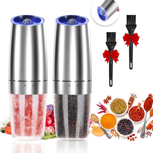 Gravity Electric Pepper and Salt Grinder Set, Adjustable Coarsene...