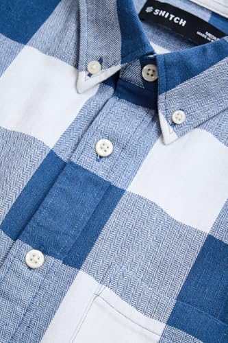 Image of SNITCH Men Casual Shirt | Regular Fit Full Sleeve Button-Down Collar Buffalo Check Pattern | Premium Cotton Blend & Breathable Fabric Outings
