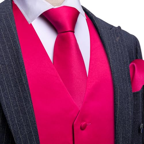 Image of Barry.Wang Men's Suit Vest Tie Bowtie Set Formal Silk Paisley Waistcoat Hanky Cufflinks Lapel Pin Set Wedding Party 7PCS