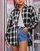 Mingzhu Oversized Plaid Flannel Shirts for Women Long Sleeve Casual Button Down Tops Blouse(0003-Black-S)