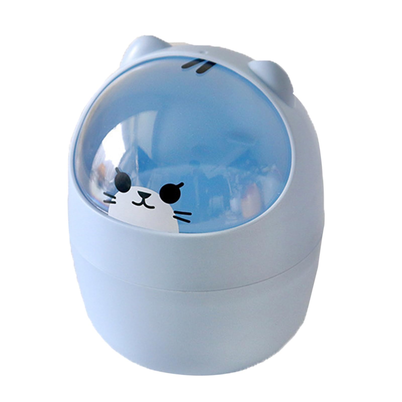 Cute Desktop Trash Can Wastebasket with Lid Portable Tabletop Dustbin Creative Small Garbage Can with Flip Lid Small