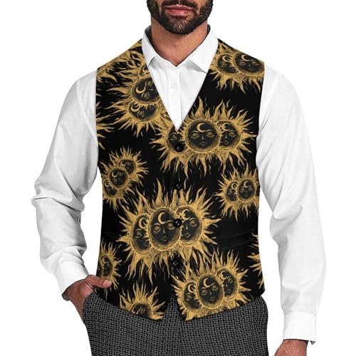 Sun And Moon Men's Suit Vests Dress Vest V-Neck Waistcoat Slim Business Formal with Pocket