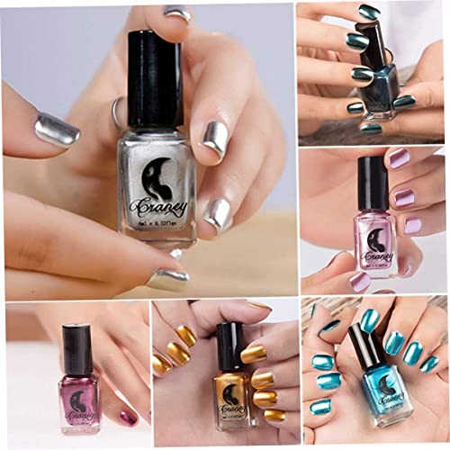 Spiegelnagellack langlebiger metallischer Nagellack Schnelltrocknungsgel Polish 6ml Silber Spiegel Nagellack 1 Flasche – Bild 5