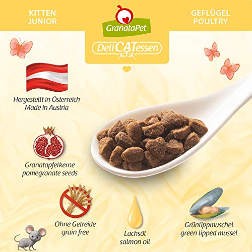 GranataPet DeliCatessen Kitten / Junior Geflügel, Trockenfutter für Katzen, schmackhaftes Katzenfutter, Alleinfuttermittel ohne Getreide & ohne Zuckerzusätze, 1,8 kg