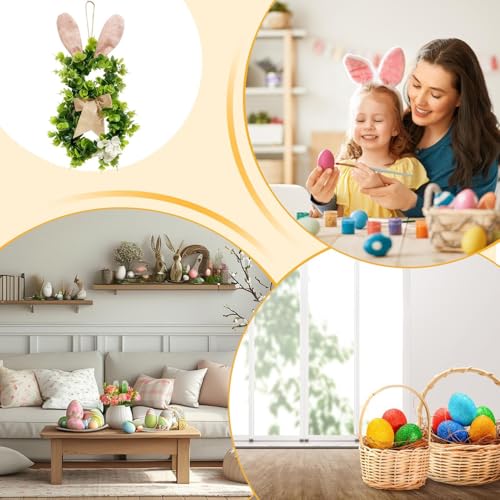 Couronne de lapin de Pâques : suspension murale artisanale