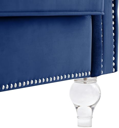 Miniatura 18 de i-POOK Sofá Chesterfield de terciopelo de 83 pulgadas de ancho con 3 asientos, 2 almohadas de felpa, patas de cristal y brazos recortados con cabeza