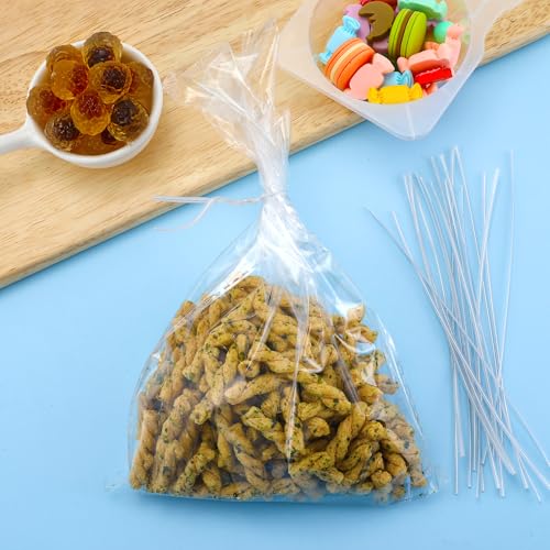 Eiodoni 200 Pcs Clear Twisty Ties for Bags, 6 inch Reusable Plastic Metal Wire Twist Tie, Twists Tie for Plastic Coffee Bags, Gift Wrapping, Crafts, Plants