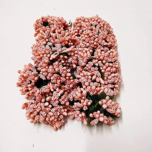 Image of Prokart Premium Pollen Flowers for Hair Accessories, Tiara Making, Jewelry Making and Dress Decoration | 8 Bunch of 12 Pollens Each | (Pack of 96 Pcs) (Peach)