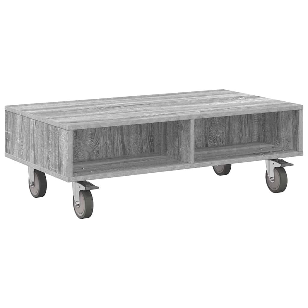 Genérico - Mesa auxiliar con ruedas (90 x 50 x 30 cm), color gris | Madera De Ingeniería Duradera, 2 Ruedas Cerradas, Mesa De Noche O Salón