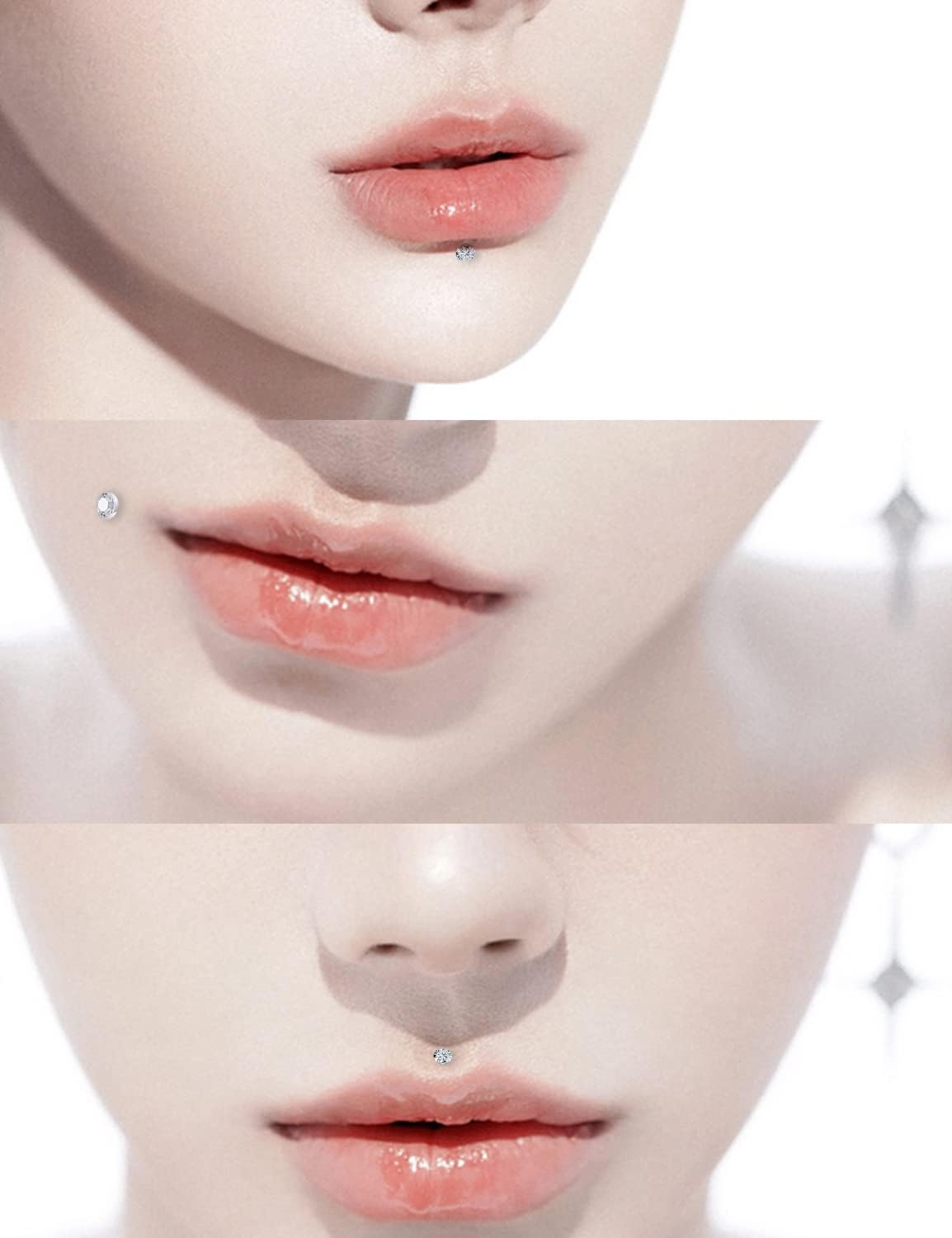 Kridzisw 16G Cheek Dimple Tongue Piercing jewelry 316L Stainless Steel Long Lip Labret Rings Barbells Body Piercings Jewelry Cubic Zirconia 4mm Inlaid 14mm-19mm Bar Length 3PCS - Image 6