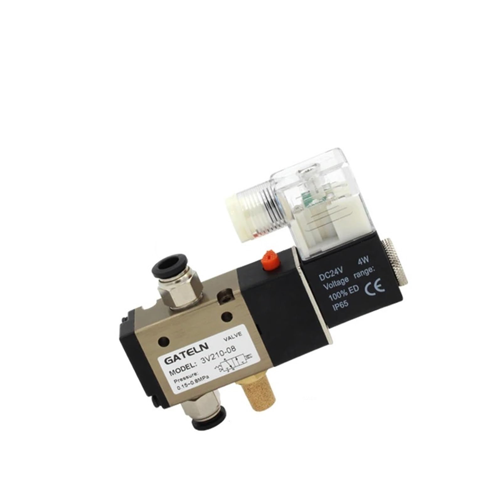 Électrovanne pneumatique 3V210-08 NO à trois voies avec raccords pneumatiques de 4mm